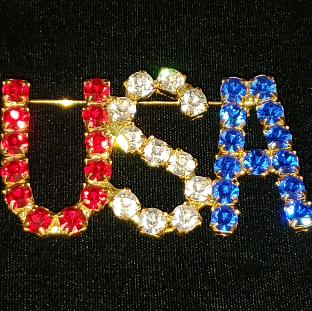 HUGE Patriotic Brooch USA USA